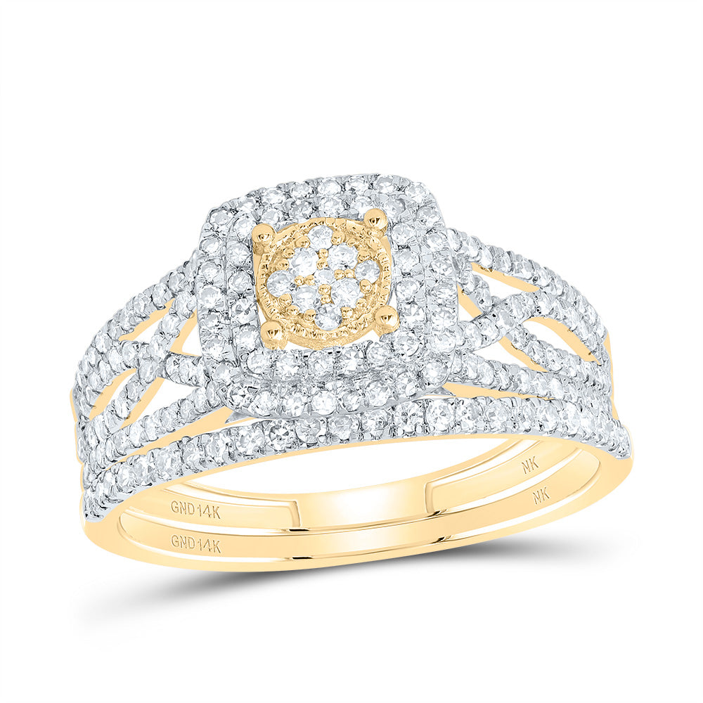 5/8Ctw-Dia Nk Cushion Double Halo Bridal Set (2.77 grams)