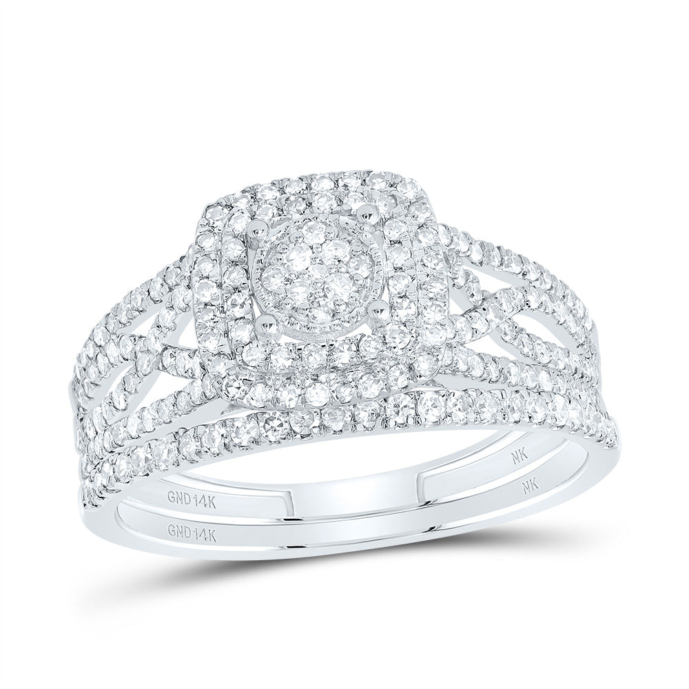 5/8Ctw-Dia Nk Cushion Double Halo Bridal Set (2.93 grams)