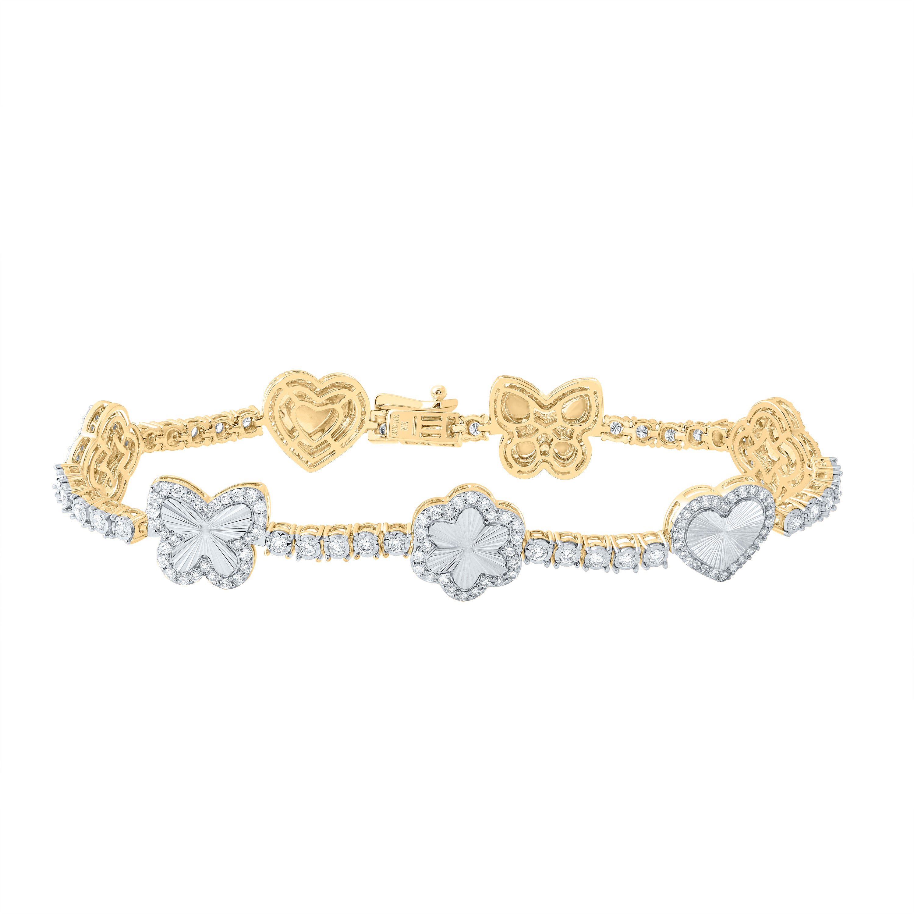 1 3/4Ctw-Dia Nk Fashion Heart Bracelet (7 Inch) (12.074 grams)