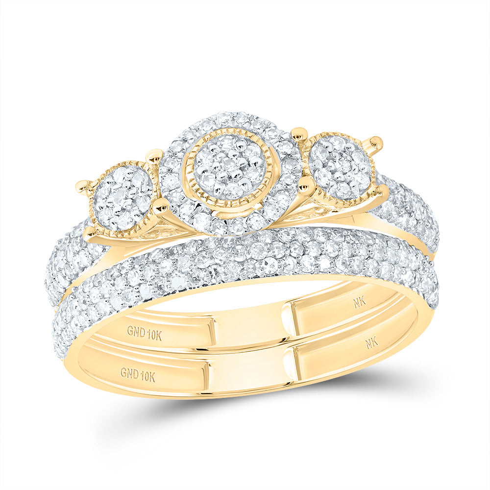 5/8Ctw-Dia Nk Fashion Round Flower Bridal Set (2.39 grams)