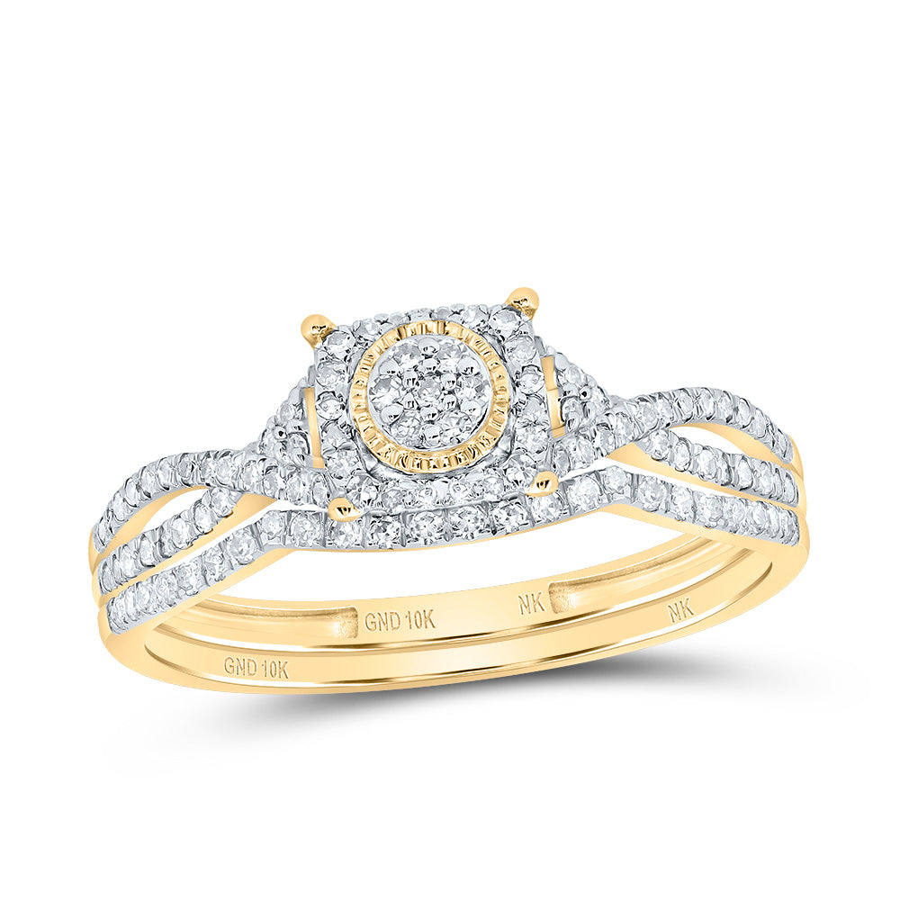 1/3Ctw-Dia Nk Fashion Cushion Flower Bridal Set (1.84 grams)