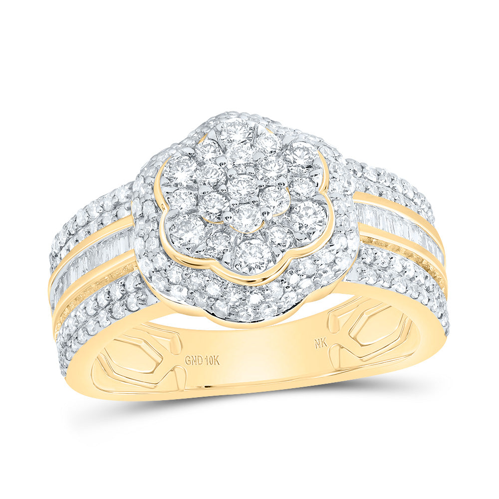 1Ctw-Diamond Fashion Flower Ring (4.07 grams)