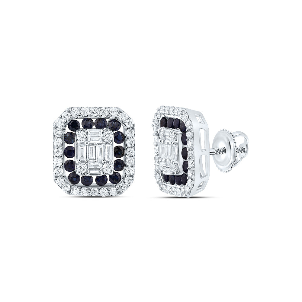 5/8Ctw-Dia Ana M 1/2Ctw-Rd-Bs Nat Gem Octagon Stud Earring