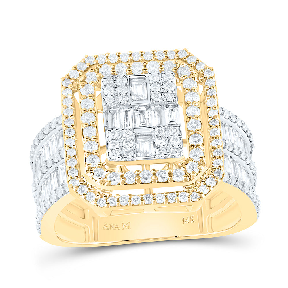 1 1/2Ctw-Dia Ana M Fashion Octagon Baguette Bridal Ring (6.77 grams)