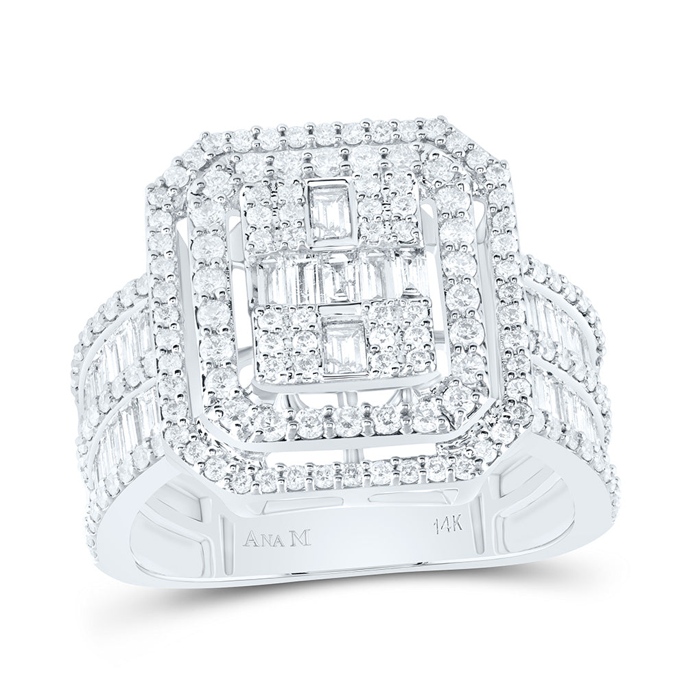 1 1/2Ctw-Dia Ana M Fashion Octagon Baguette Bridal Ring (7.14 grams)