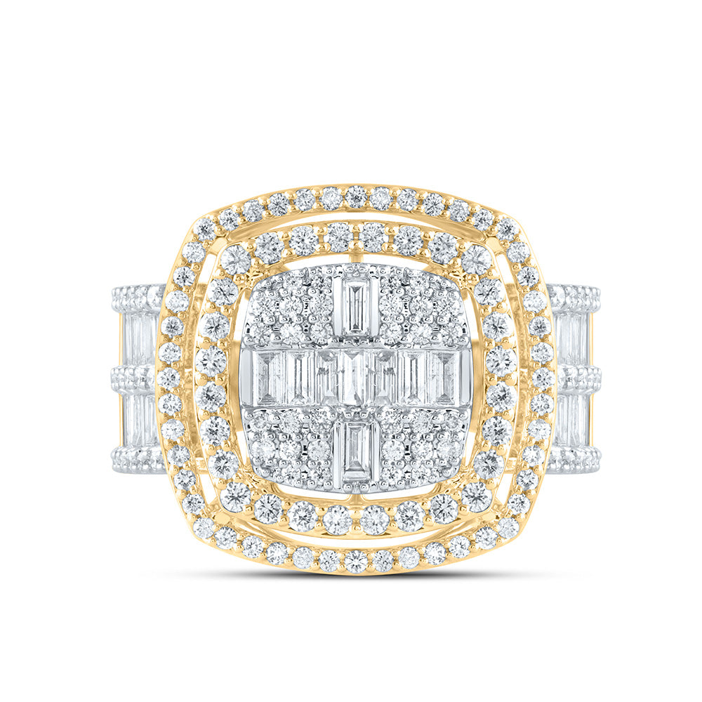 1 3/4Ctw-Dia Ana M Fashion Cushion Baguette Bridal Ring (7.1 grams)