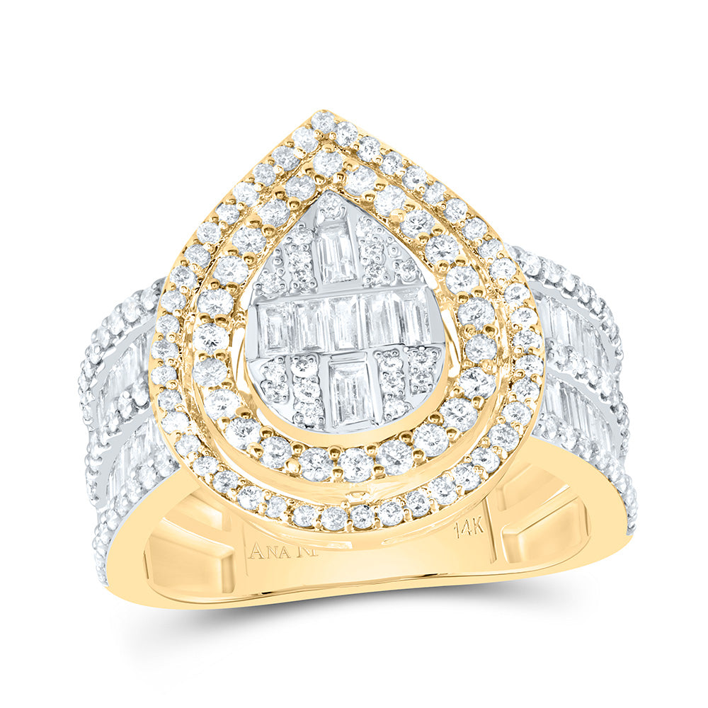 1 3/8Ctw-Dia Ana M Fashion Pear Baguette Bridal Ring (6.58 grams)