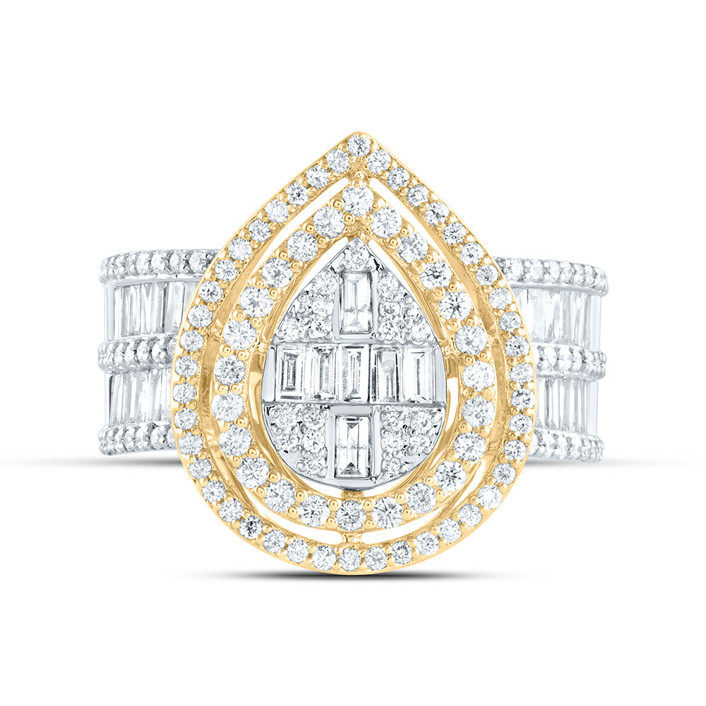 1 3/8Ctw-Dia Ana M Fashion Pear Baguette Bridal Ring (6.58 grams)