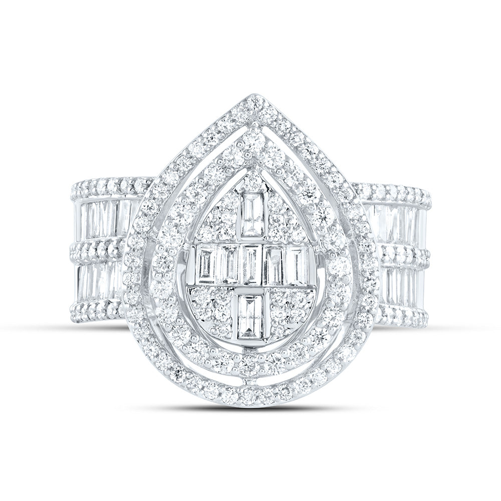 1 3/8Ctw-Dia Ana M Fashion Pear Baguette Bridal Ring (6.72 grams)