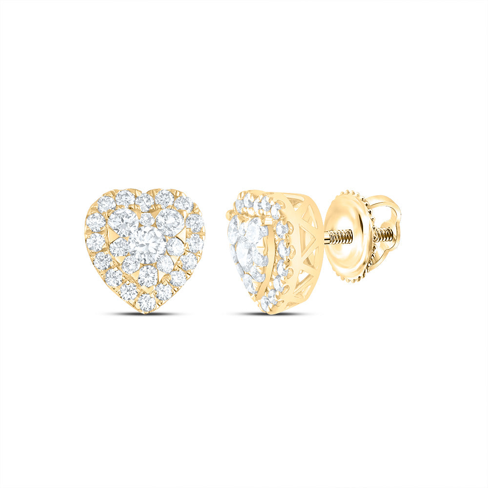 7/8Ctw-Nat Diamond Ana M Elite Fashion Heart Stud Earring