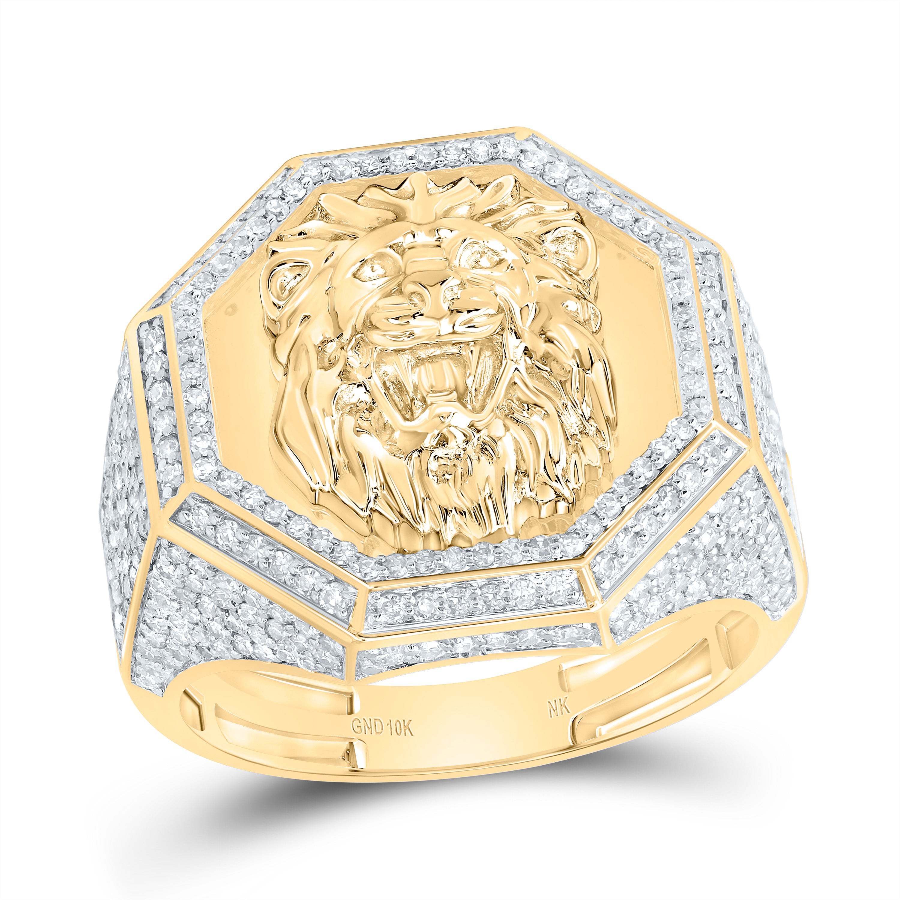 1 1/2Ctw-Dia Nk Fashion Lion Face Octagon Men's Ring (7.59 grams)