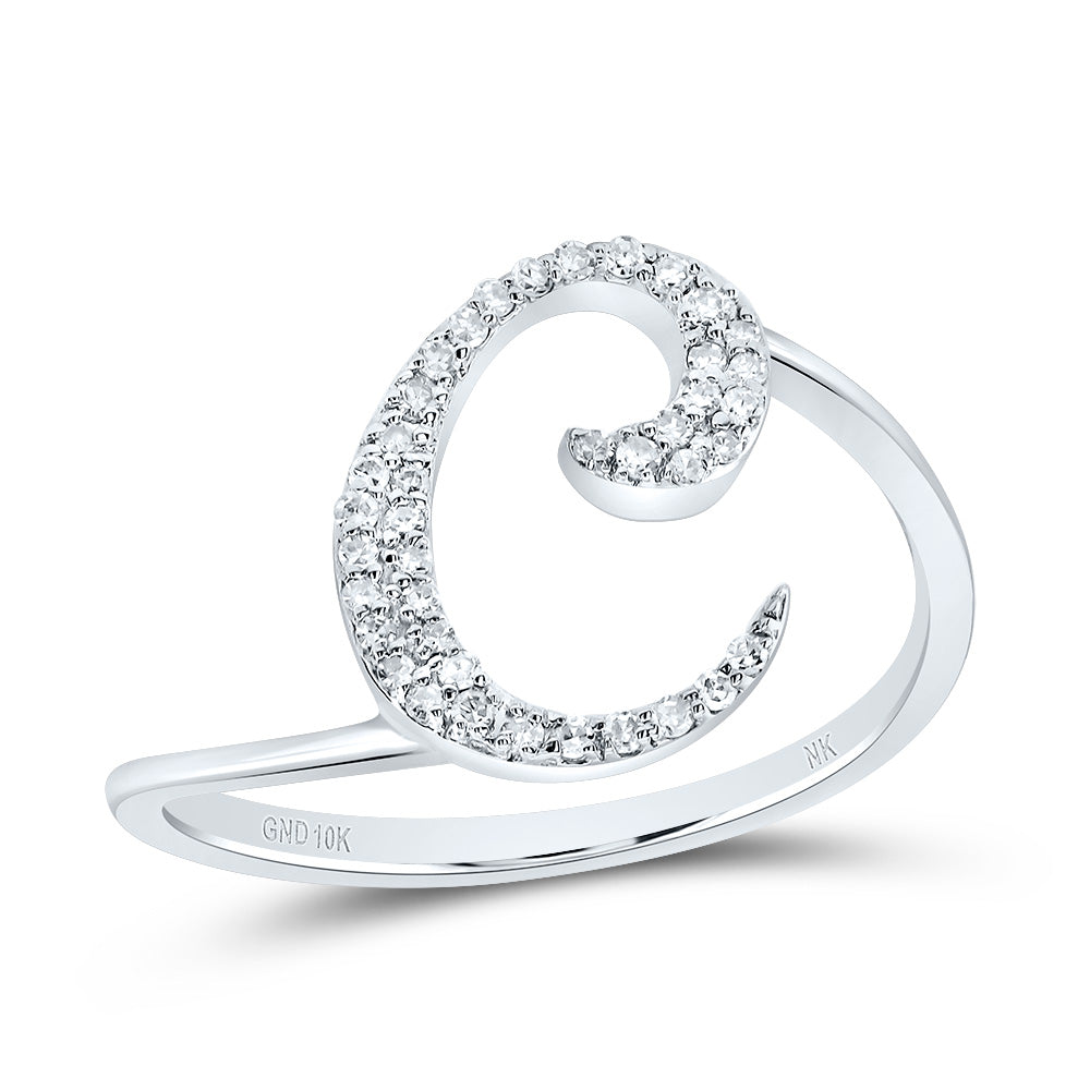 1/8Ctw-Dia Nk Gift Initial "C" Ring (1.61 grams)