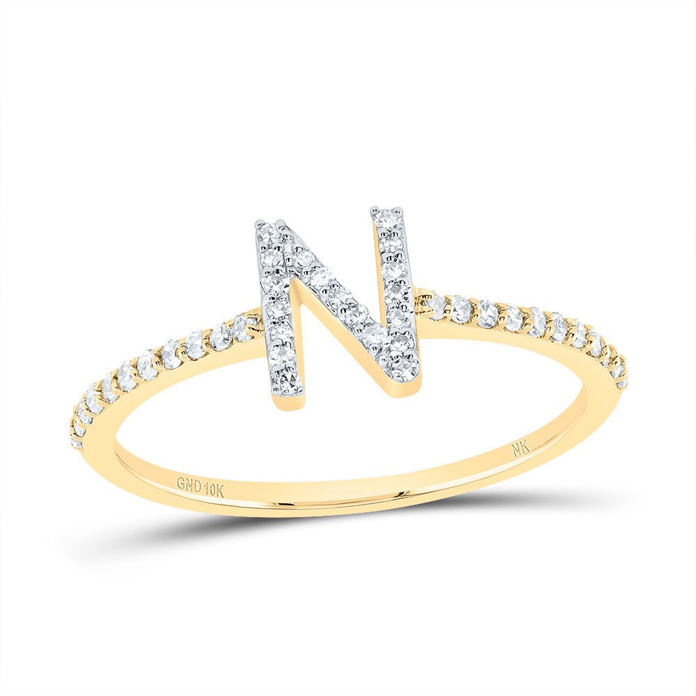 1/6Ctw-Dia Nk Gift Initial "N" Ring (1.36 grams)