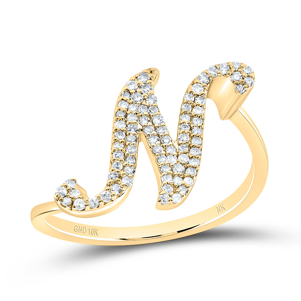 1/4Ctw-Diamond Gift Initial "N" Ring (1.97 grams)