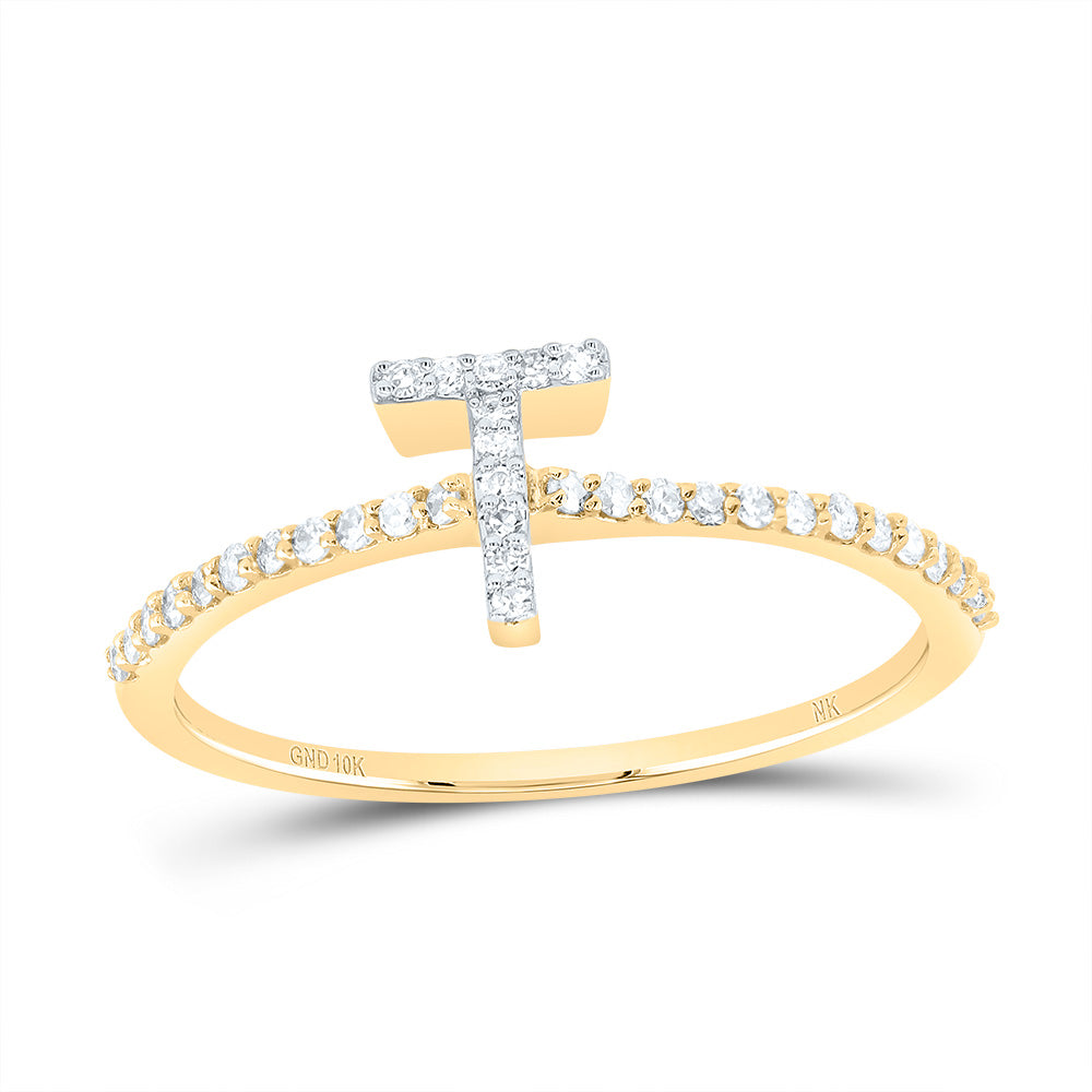 1/6Ctw-Dia Nk Gift Initial "T" Ring (1.17 grams)