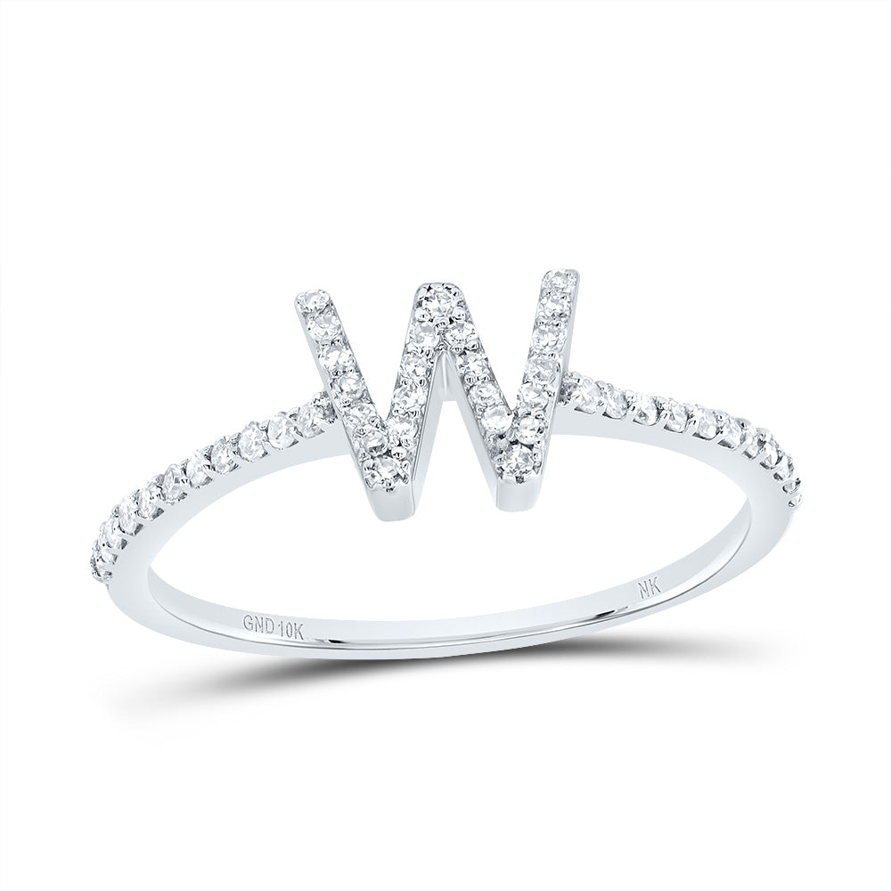 1/5Ctw-Dia Nk Gift Initial "W" Ring (1.53 grams)