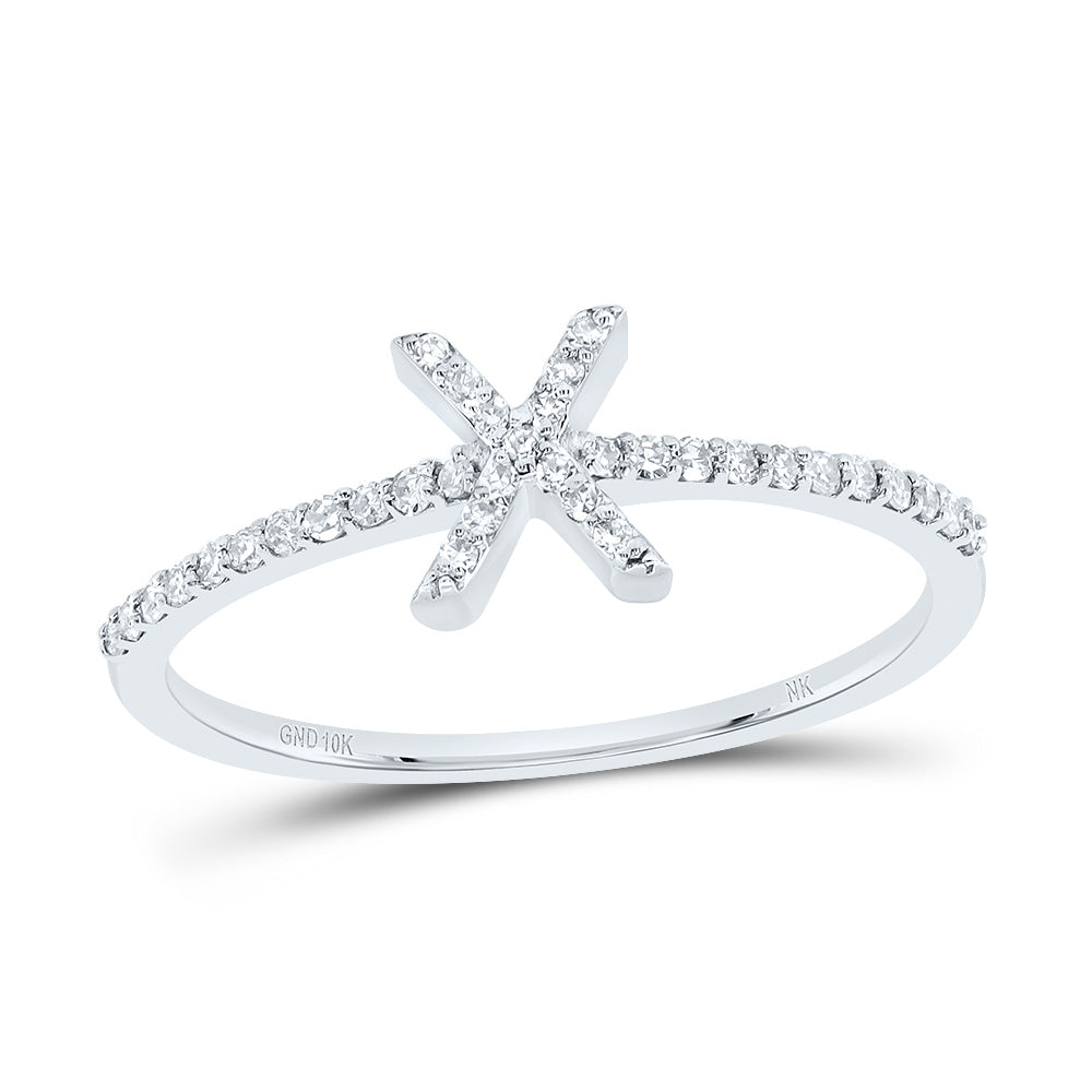 1/6Ctw-Dia Nk Gift Initial "X" Ring (1.38 grams)