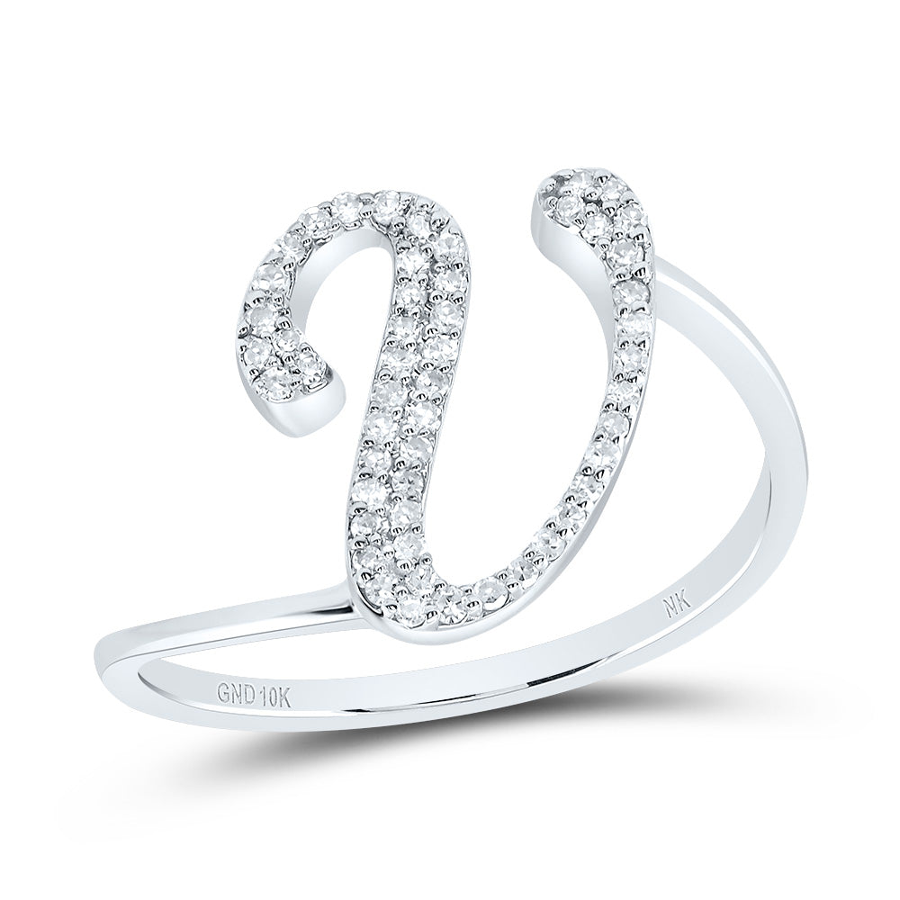 1/6Ctw-Dia Nk Gift Initial "V" Ring (1.87 grams)