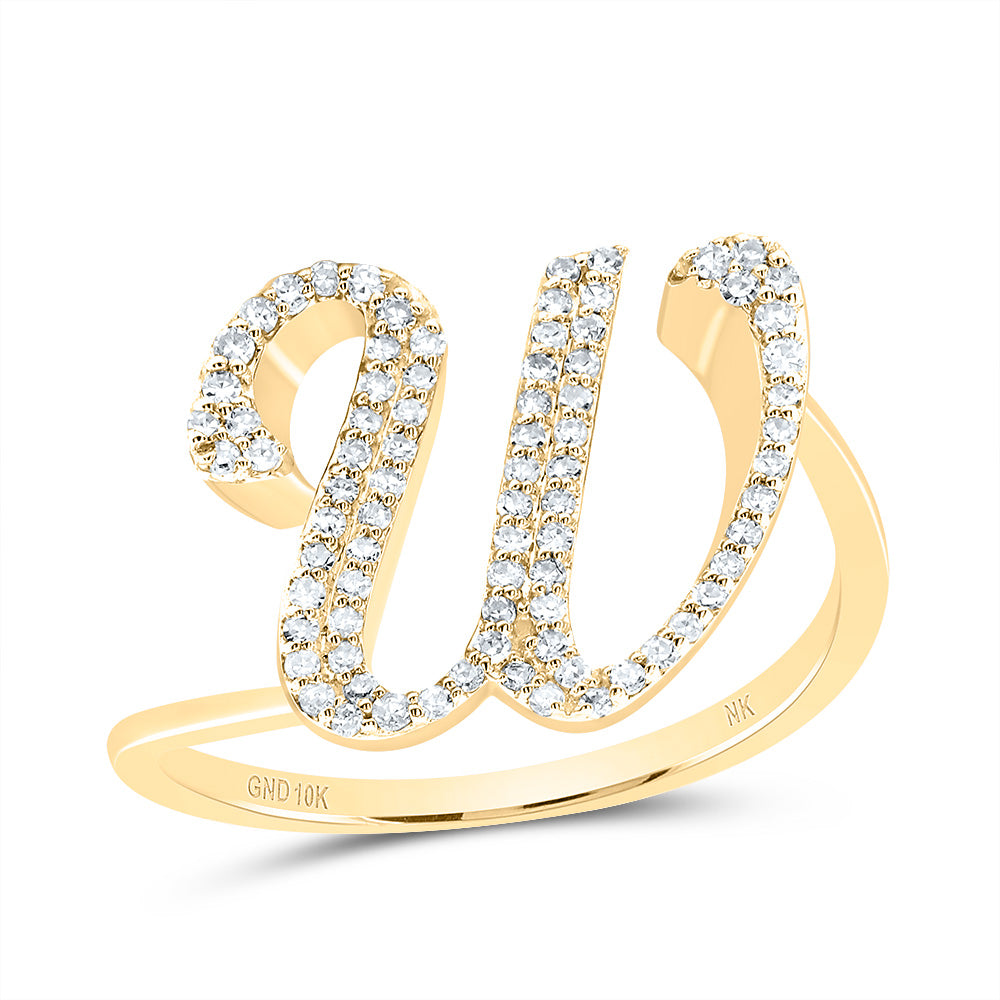 1/4Ctw-Dia Nk Gift Initial "W" Ring (2.34 grams)