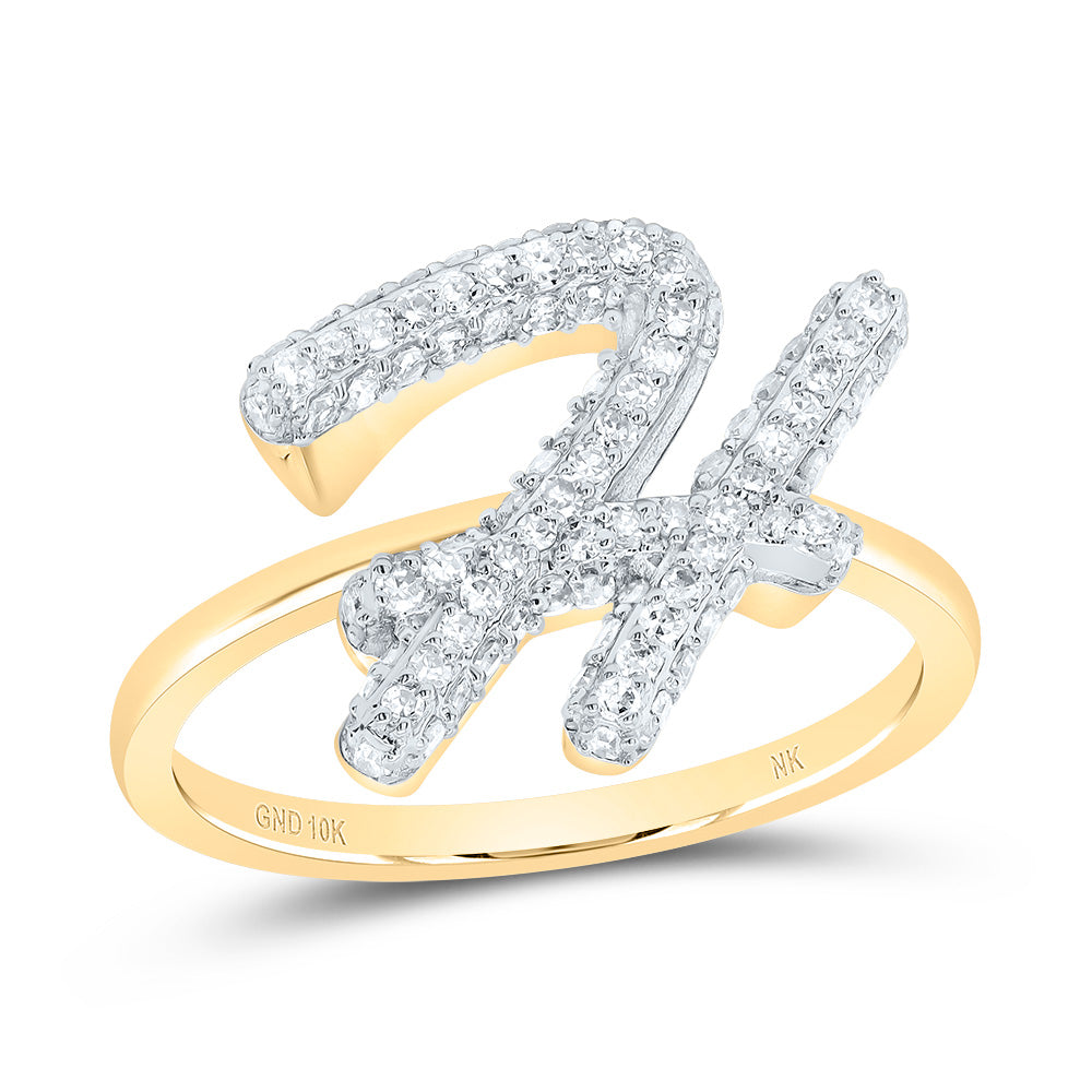3/8Ctw-Dia Nk Fashion Initial "H"  Ring (3.02 grams)
