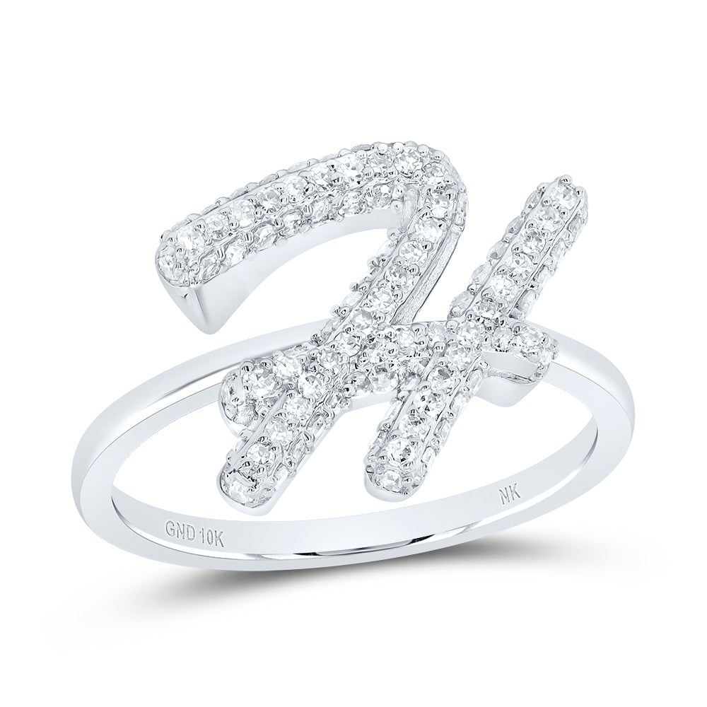 3/8Ctw-Dia Nk Fashion Initial "H"  Ring (2.97 grams)
