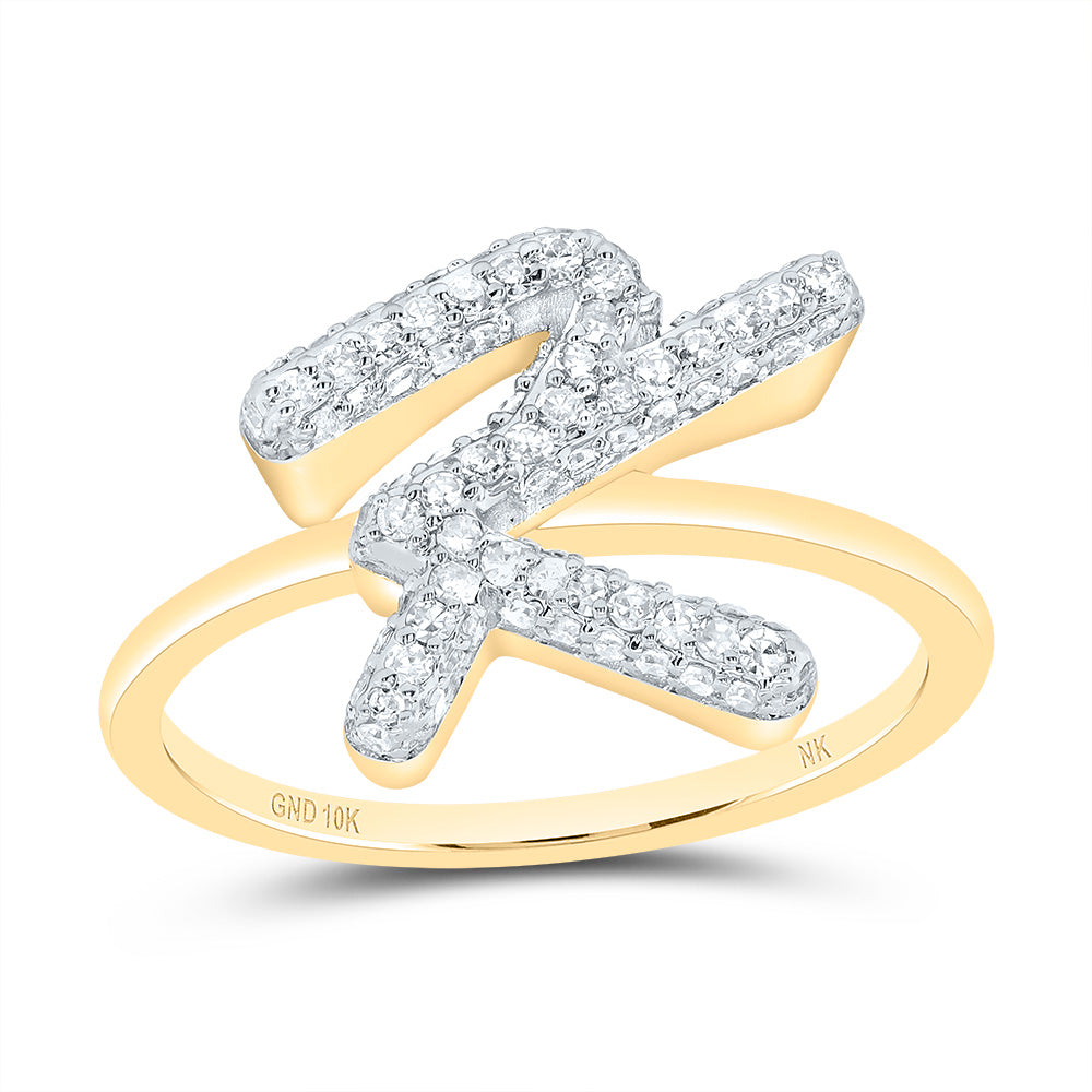 3/8Ctw-Dia Nk Fashion Initial "K"  Ring (2.63 grams)