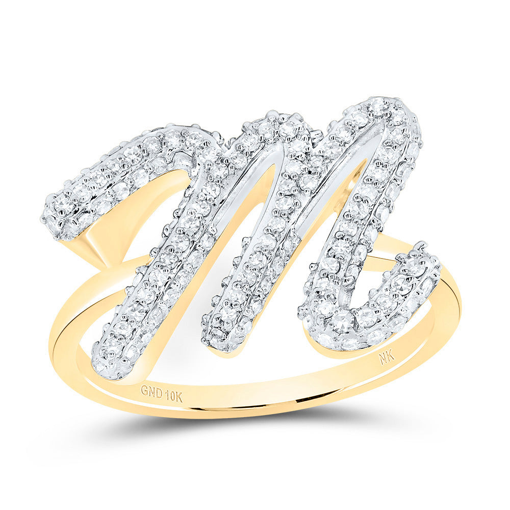 1/2Ctw-Dia Nk Fashion Initial "M"  Ring (3.97 grams)
