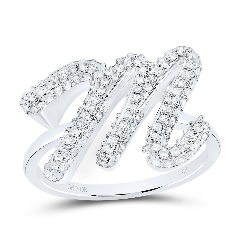 1/2Ctw-Dia Nk Fashion Initial "M"  Ring (4.09 grams)