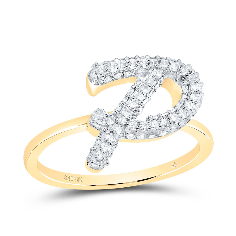 3/8Ctw-Dia Nk Fashion Initial "P"  Ring (2.64 grams)