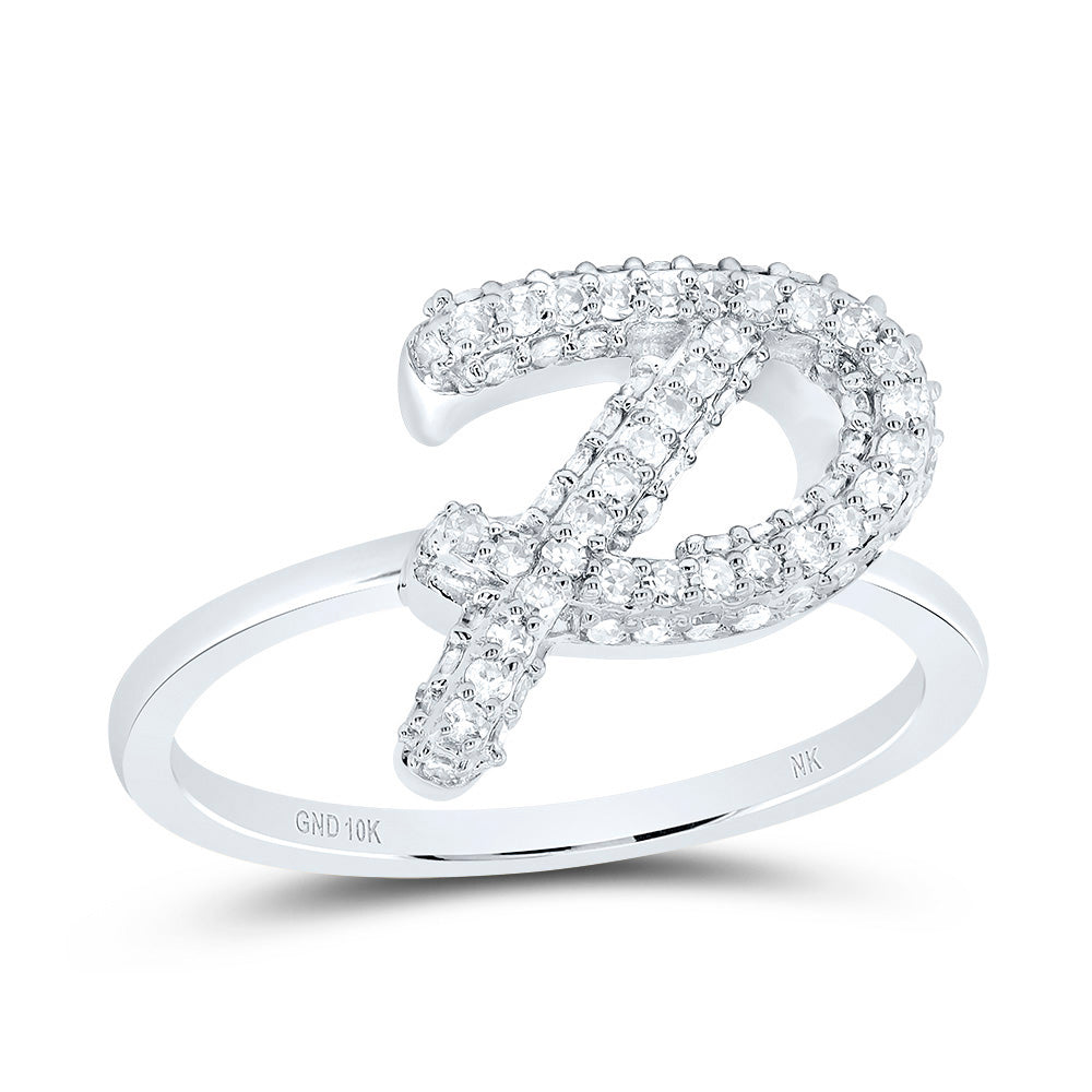 3/8Ctw-Dia Nk Fashion Initial "P"  Ring (2.77 grams)