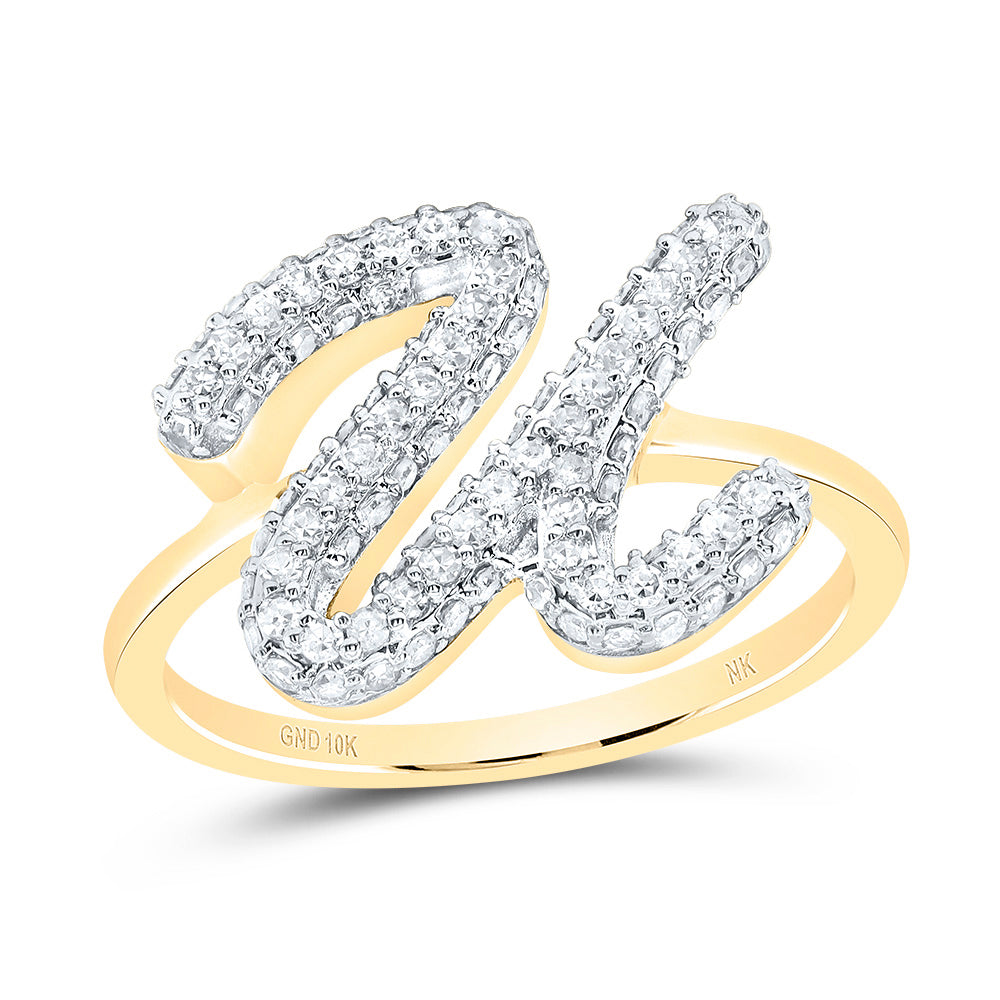 1/2Ctw-Dia Nk Fashion Initial "U"  Ring (3.22 grams)