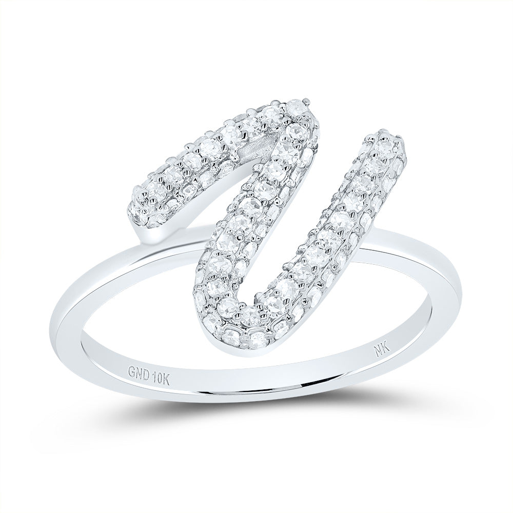 3/8Ctw-Dia Nk Fashion Initial "V"  Ring (2.65 grams)