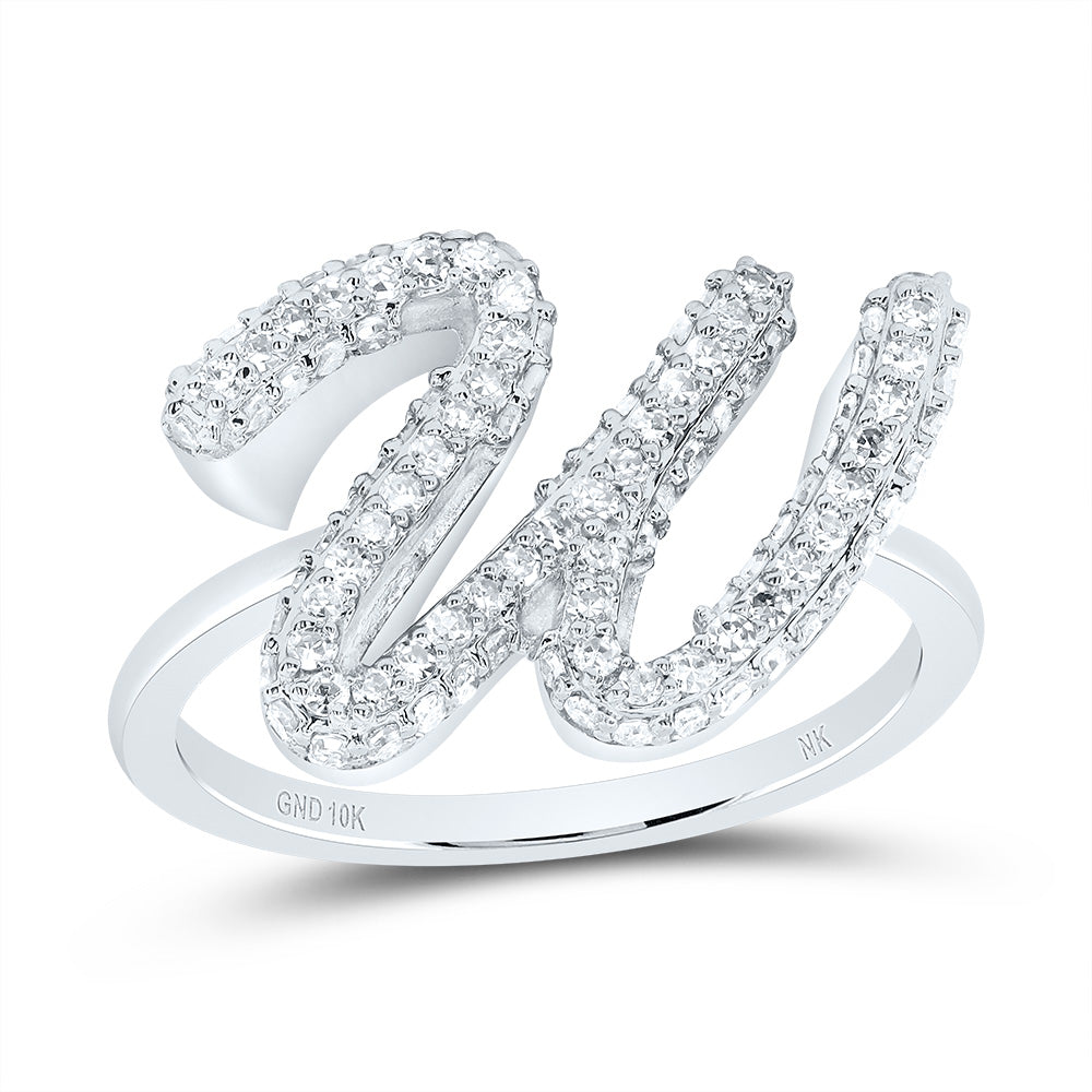 1/2Ctw-Dia Nk Fashion Initial "W"  Ring (3.85 grams)