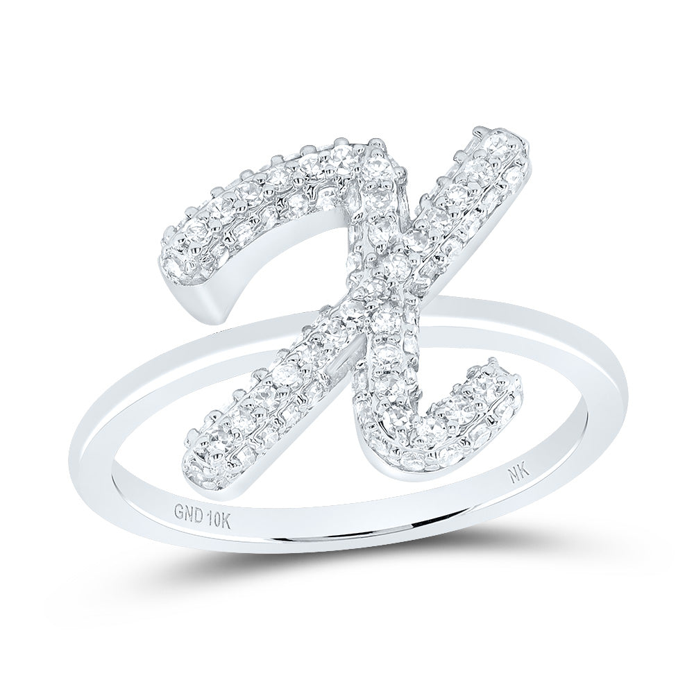 3/8Ctw-Dia Nk Fashion Initial "X"  Ring (2.79 grams)