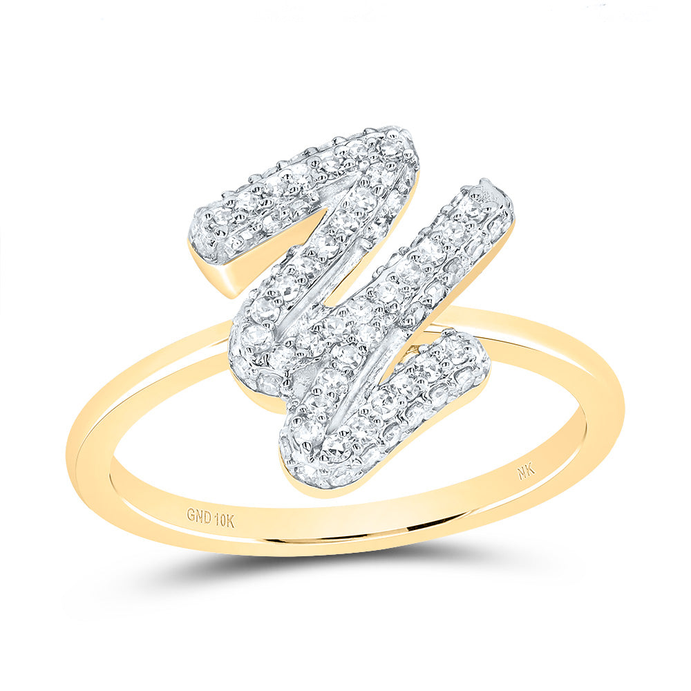 3/8Ctw-Dia Nk Fashion Initial "Y"  Ring (2.8 grams)