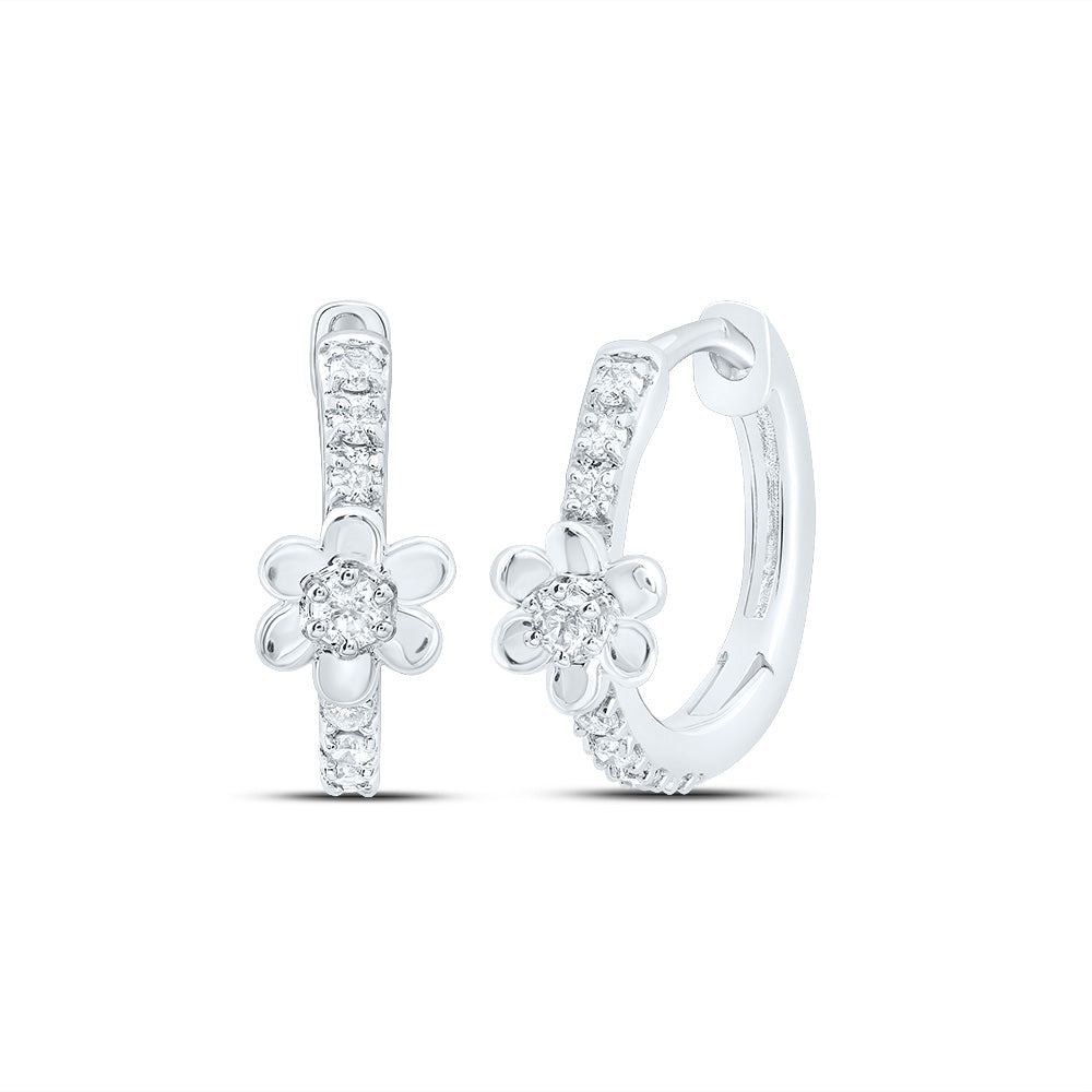 1/10Ctw-Dia Cn Gift Flower Hoop Earring