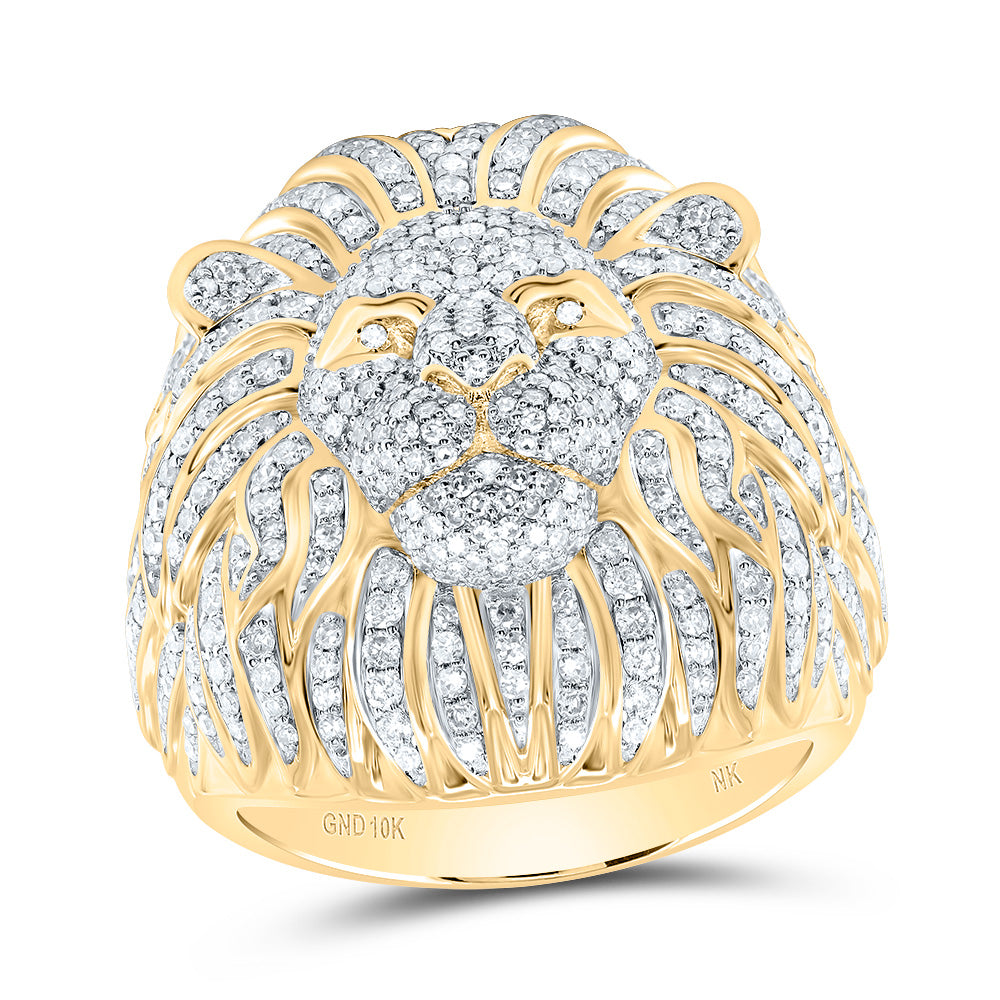 1 3/4Ctw-Diamond Lion Face Men's Ring (15.5 grams)
