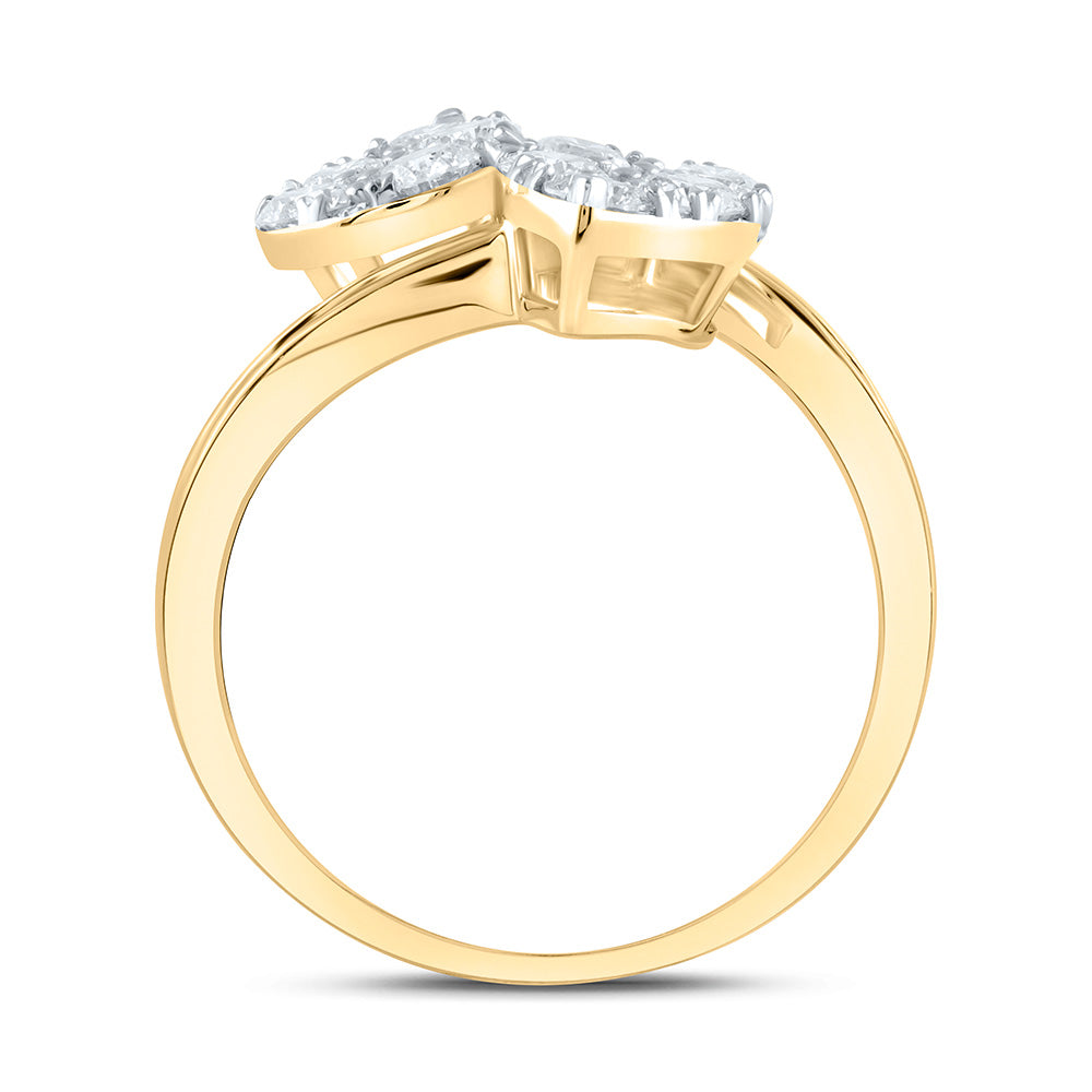 1 3/8Ctw-Dia Cn Fashion Pear Cuff Ring (2.5 grams)