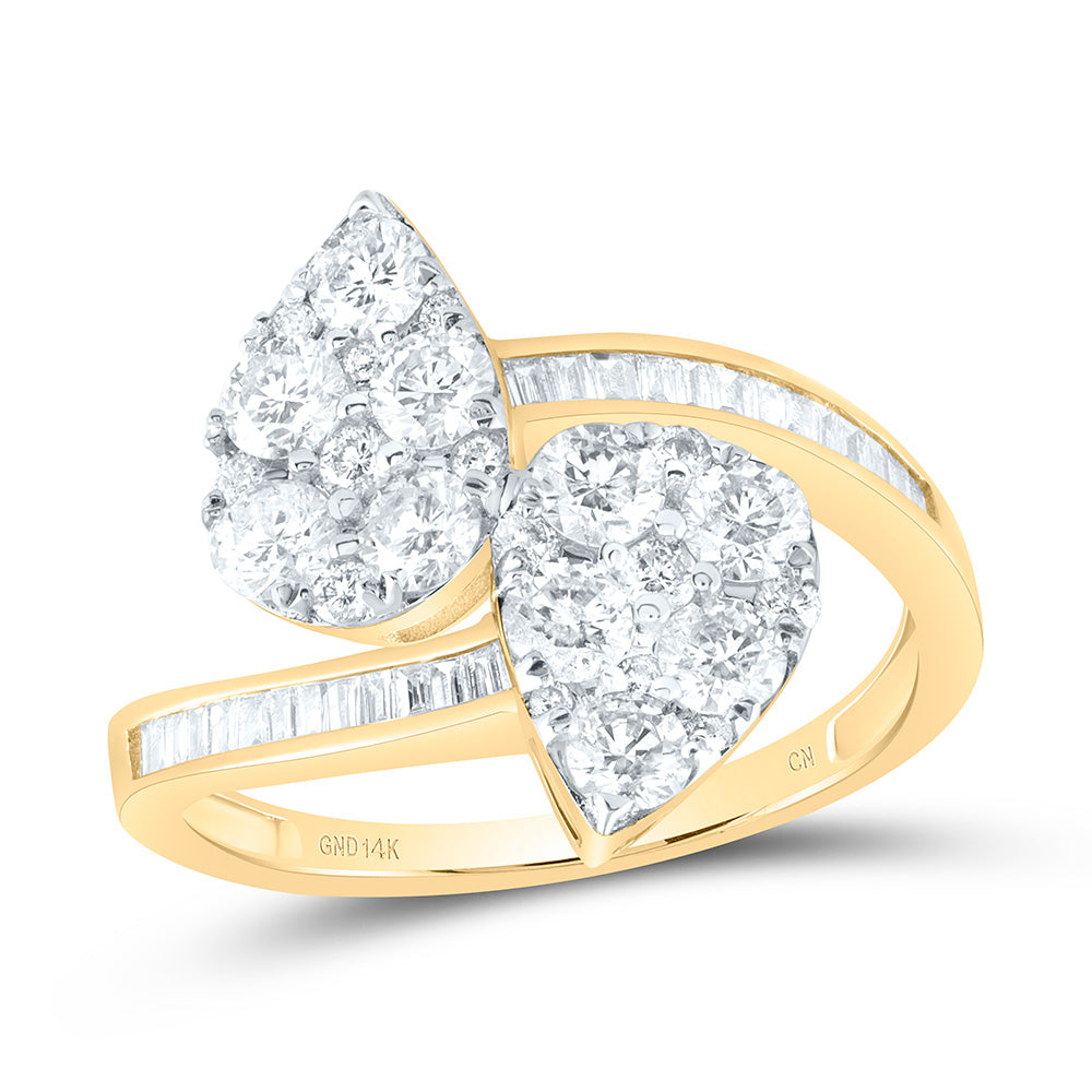 1 3/8Ctw-Dia Cn Fashion Pear Cuff Ring (2.5 grams)