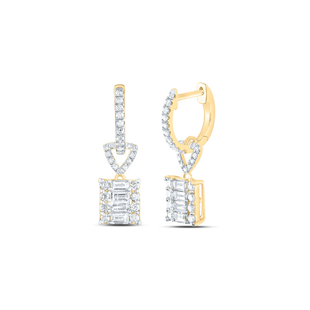 7/8Ctw-Dia Cn Fashion Emerald Dangling Earring