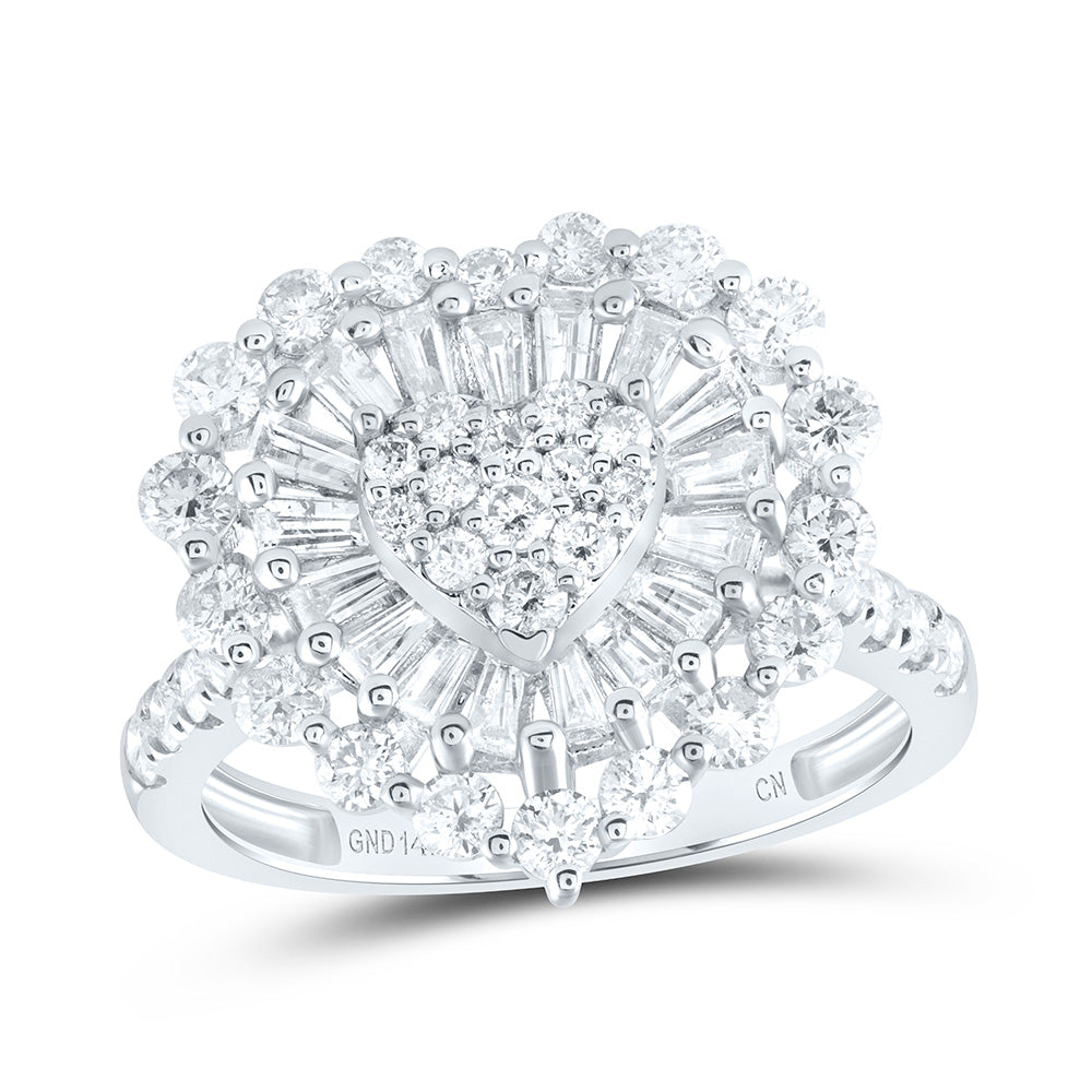 1 7/8 Ctw-Nat Dia Cn Fashion Heart Ring (3.64 grams)
