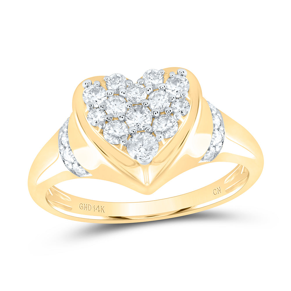 1/2 Ctw-Nat Dia Cn Fashion Heart Ring (3.08 grams)