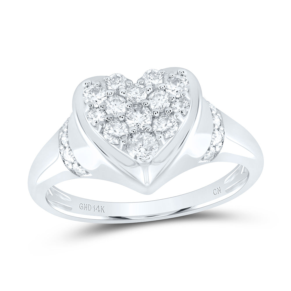 1/2 Ctw-Nat Dia Cn Fashion Heart Ring (3.11 grams)