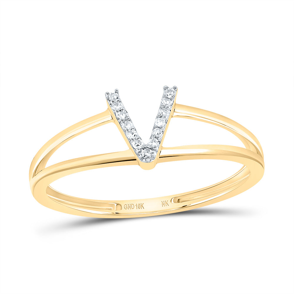 1/20Ctw-Dia Nk Gift Initial "V" Ladies Ring (1.14 grams)