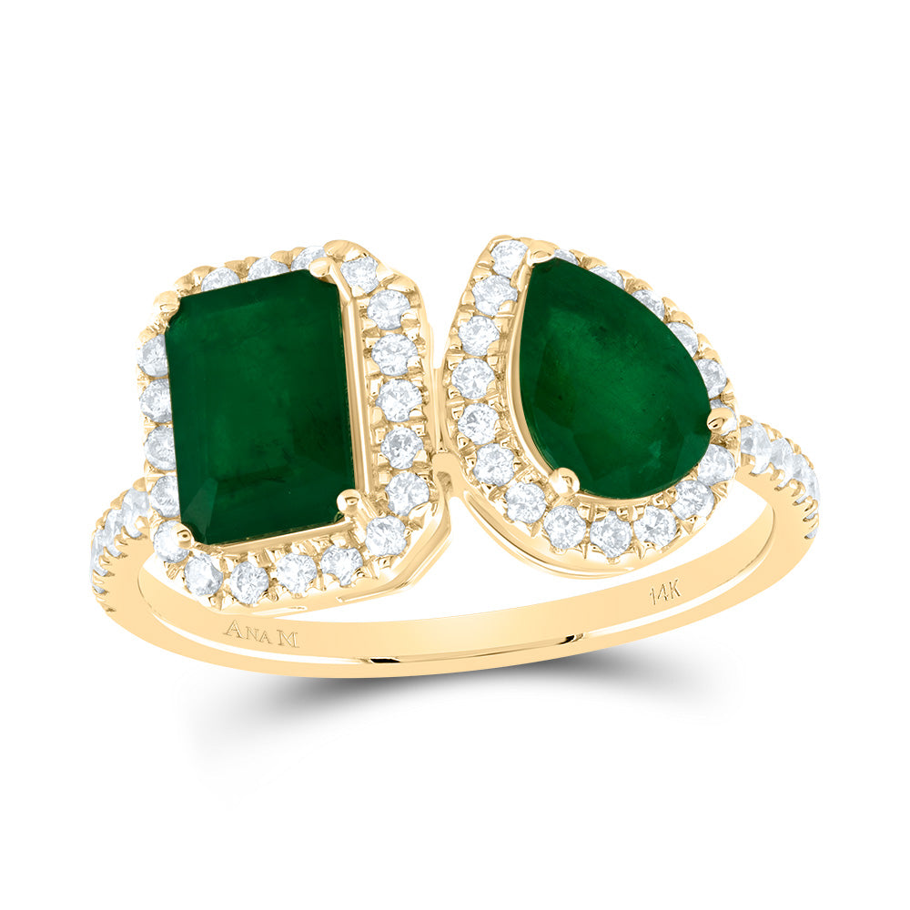 3/8Ctw-Nat Dia Ana M 7X5Mm Em-Em, 7X5Mm Ps-Em Nat Gem Ring (2.45 grams)