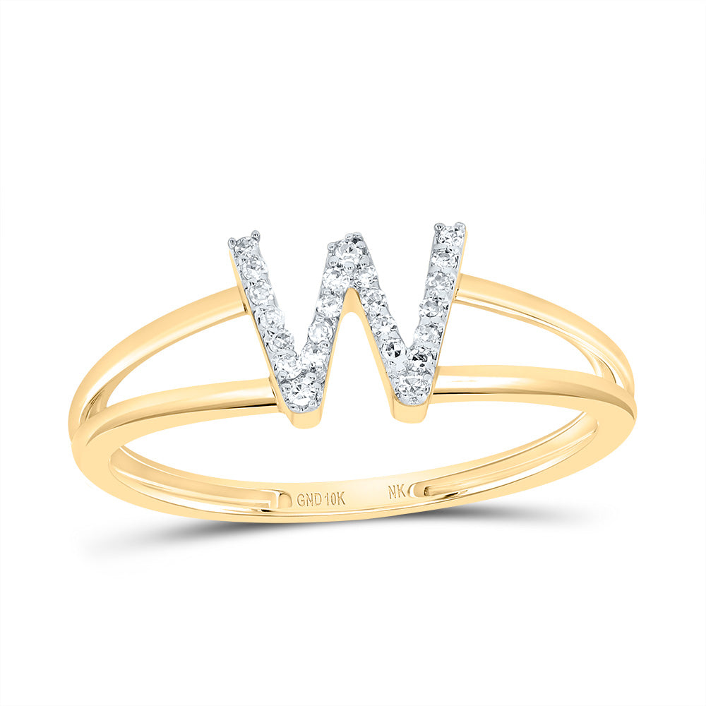 1/12Ctw-Dia Nk Gift Initial "W" Ladies Ring (1.4 grams)
