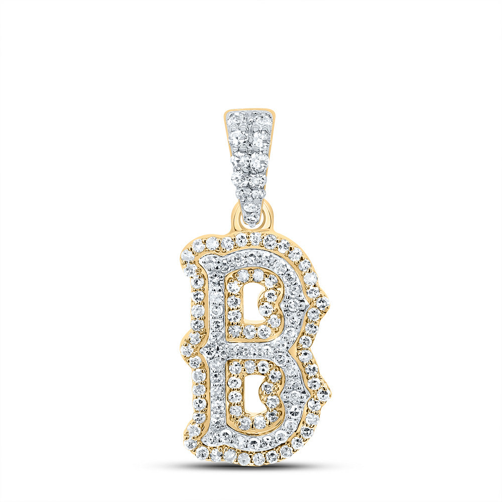 3/8Ctw-Nat Dia Nk Fashion Initial "B" Pendant (1.546 grams)