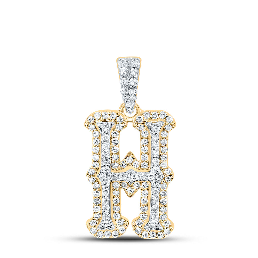 1/3Ctw-Nat Dia Nk Fashion Initial "H" Pendant (1.635 grams)