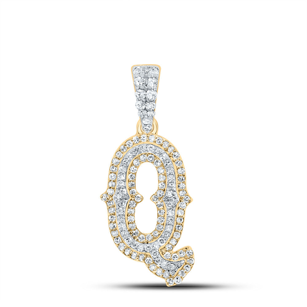 3/8Ctw-Nat Dia Nk Fashion Initial "Q" Pendant (1.543 grams)