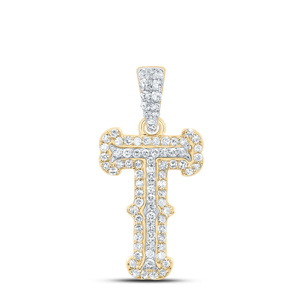 1/4Ctw-Nat Dia Nk Fashion Initial "T" Pendant (1.126 grams)